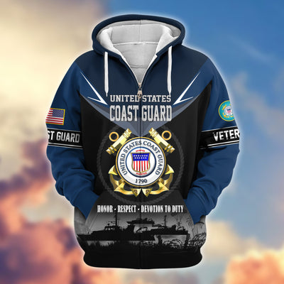 Premium US Veterans Zip Hoodie, Gifts For US Veterans, Gifts On Father's Day, Veterans Day.