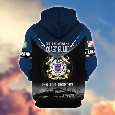 Premium US Veterans Zip Hoodie, Gifts For US Veterans, Gifts On Father's Day, Veterans Day.