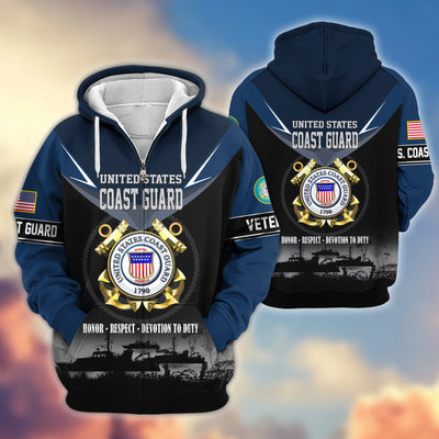 Premium US Veterans Zip Hoodie, Gifts For US Veterans, Gifts On Father's Day, Veterans Day.
