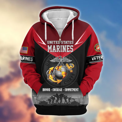 Premium US Veterans Zip Hoodie, Gifts For US Veterans, Gifts On Father's Day, Veterans Day.