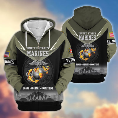 Premium US Veterans Zip Hoodie, Gifts For US Veterans, Gifts On Father's Day, Veterans Day.
