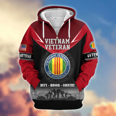 Premium US Veterans Zip Hoodie, Gifts For US Veterans, Gifts On Father's Day, Veterans Day.