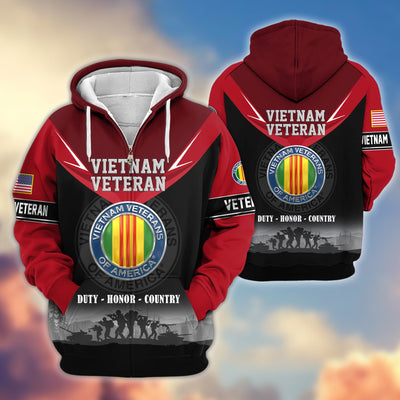 Premium US Veterans Zip Hoodie, Gifts For US Veterans, Gifts On Father's Day, Veterans Day.