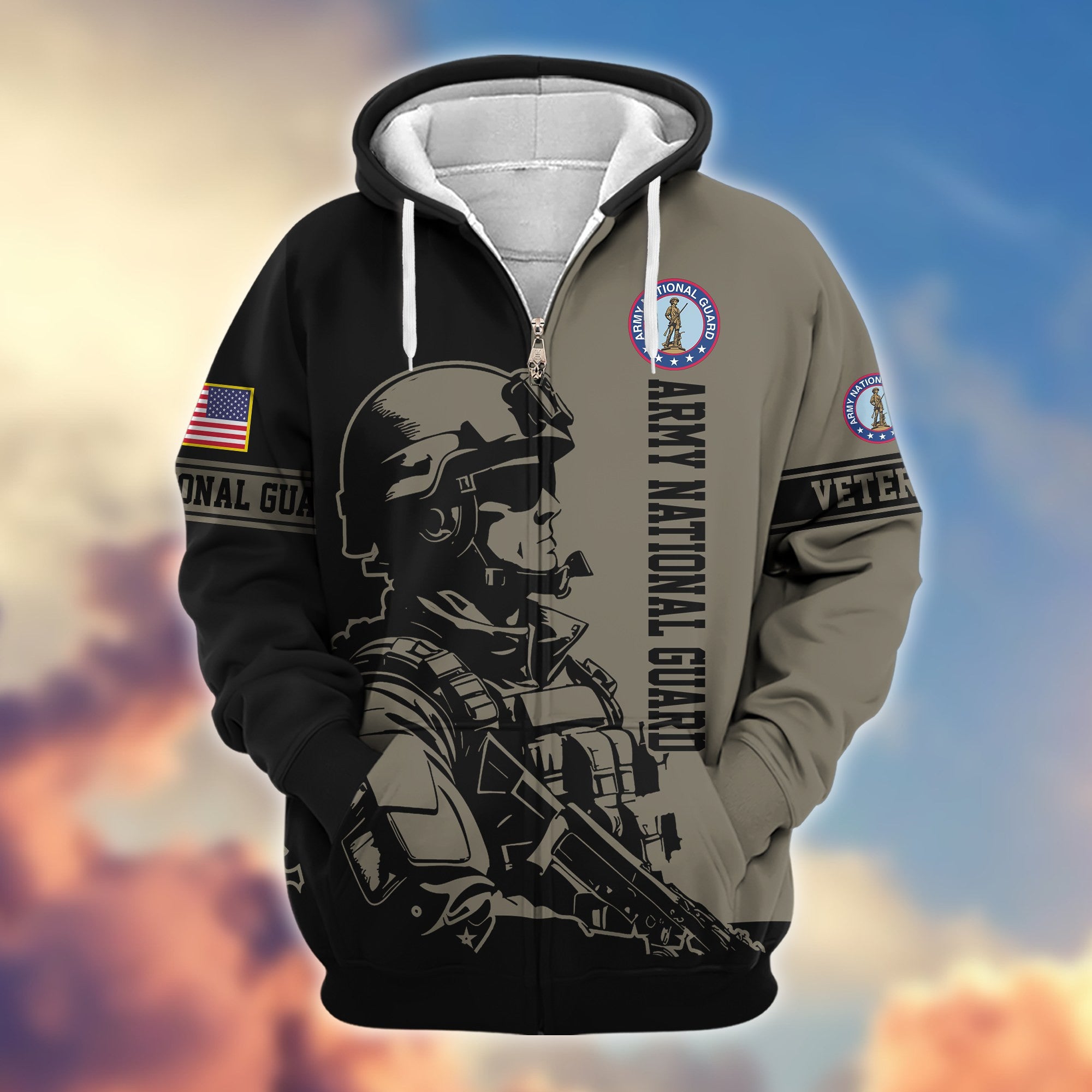 Premium US Veterans Zip Hoodie, Gifts For US Veterans, Gifts On Father's Day, Veterans Day.