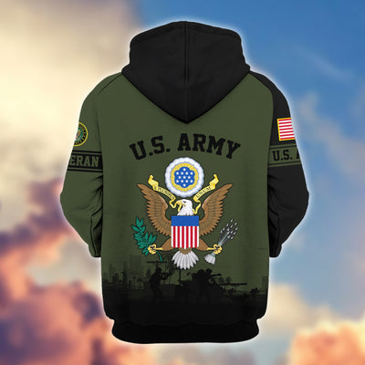 Premium US Veterans Zip Hoodie, Gifts For US Veterans, Gifts On Father's Day, Veterans Day.