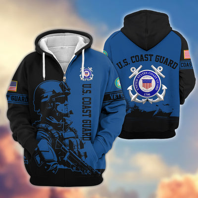 Premium US Veterans Zip Hoodie, Gifts For US Veterans, Gifts On Father's Day, Veterans Day.