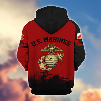 Premium US Veterans Zip Hoodie, Gifts For US Veterans, Gifts On Father's Day, Veterans Day.