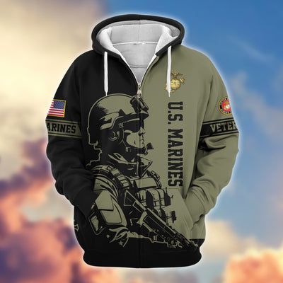 Premium US Veterans Zip Hoodie, Gifts For US Veterans, Gifts On Father's Day, Veterans Day.