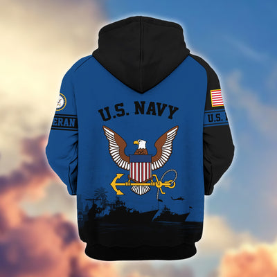 Premium US Veterans Zip Hoodie, Gifts For US Veterans, Gifts On Father's Day, Veterans Day.