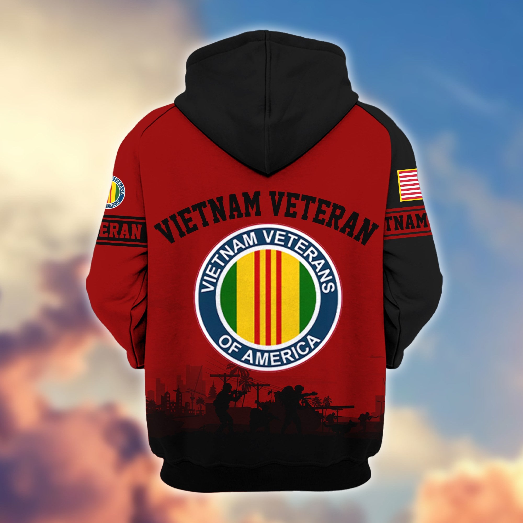 Premium US Veterans Zip Hoodie, Gifts For US Veterans, Gifts On Father's Day, Veterans Day.
