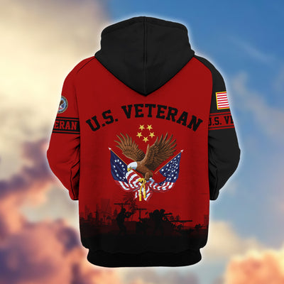 Premium US Veterans Zip Hoodie, Gifts For US Veterans, Gifts On Father's Day, Veterans Day.
