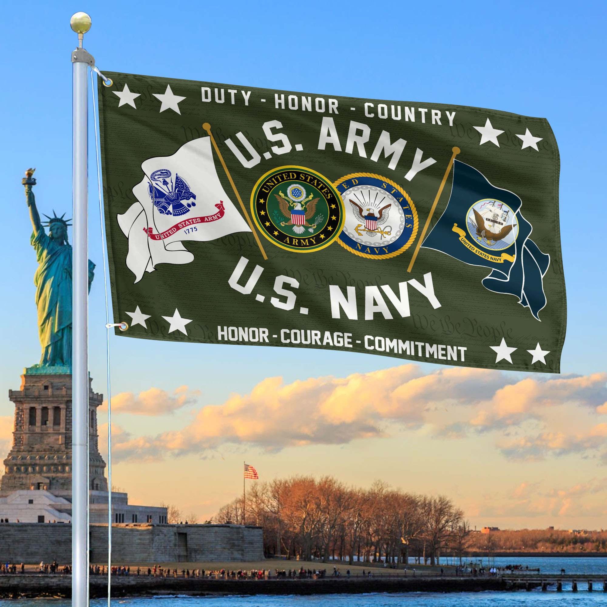 Premium US Army - Navy Grommet Flag