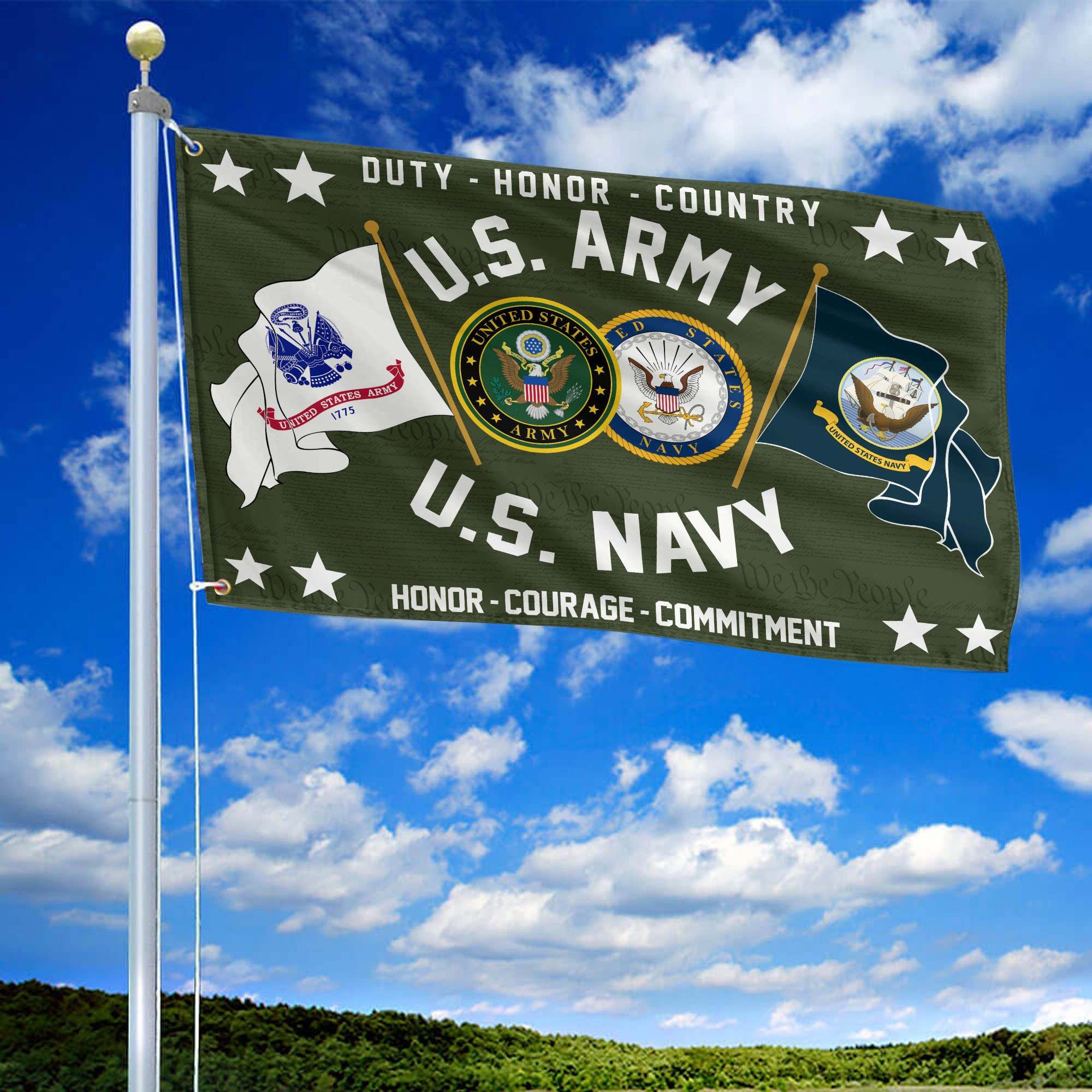 Premium US Army - Navy Grommet Flag