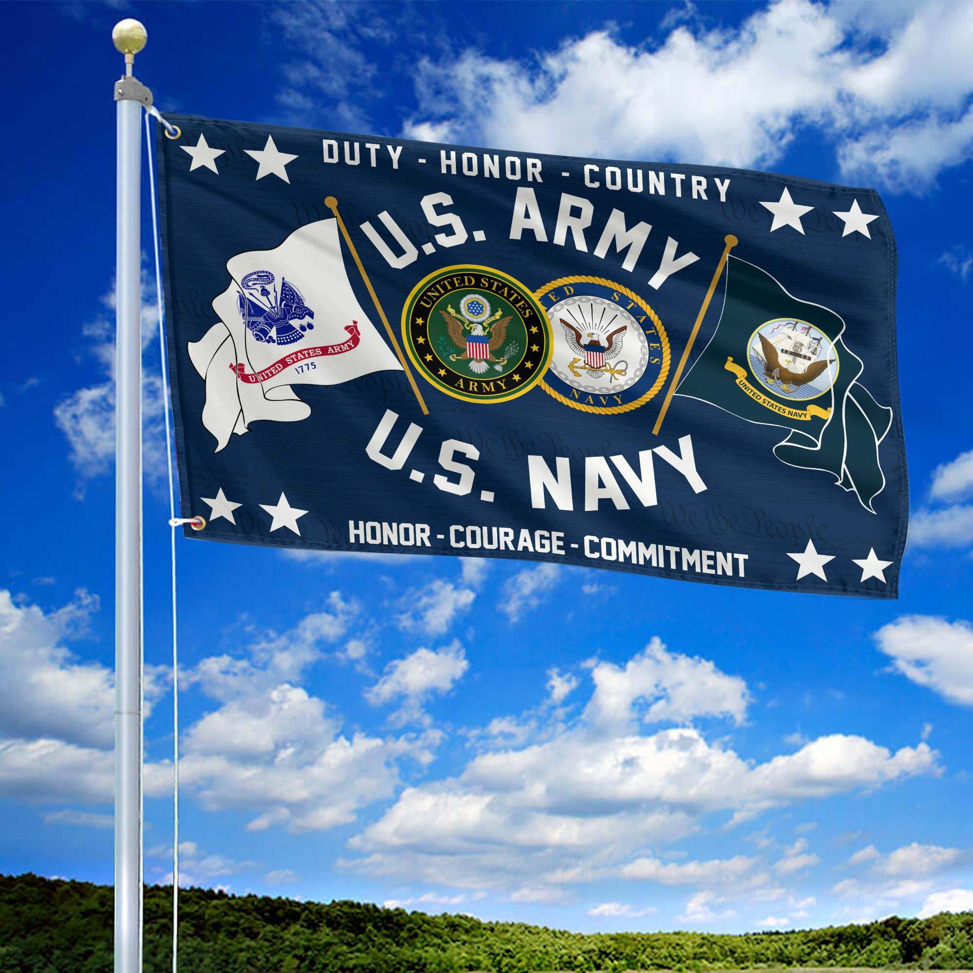 Premium US Army - Navy Grommet Flag