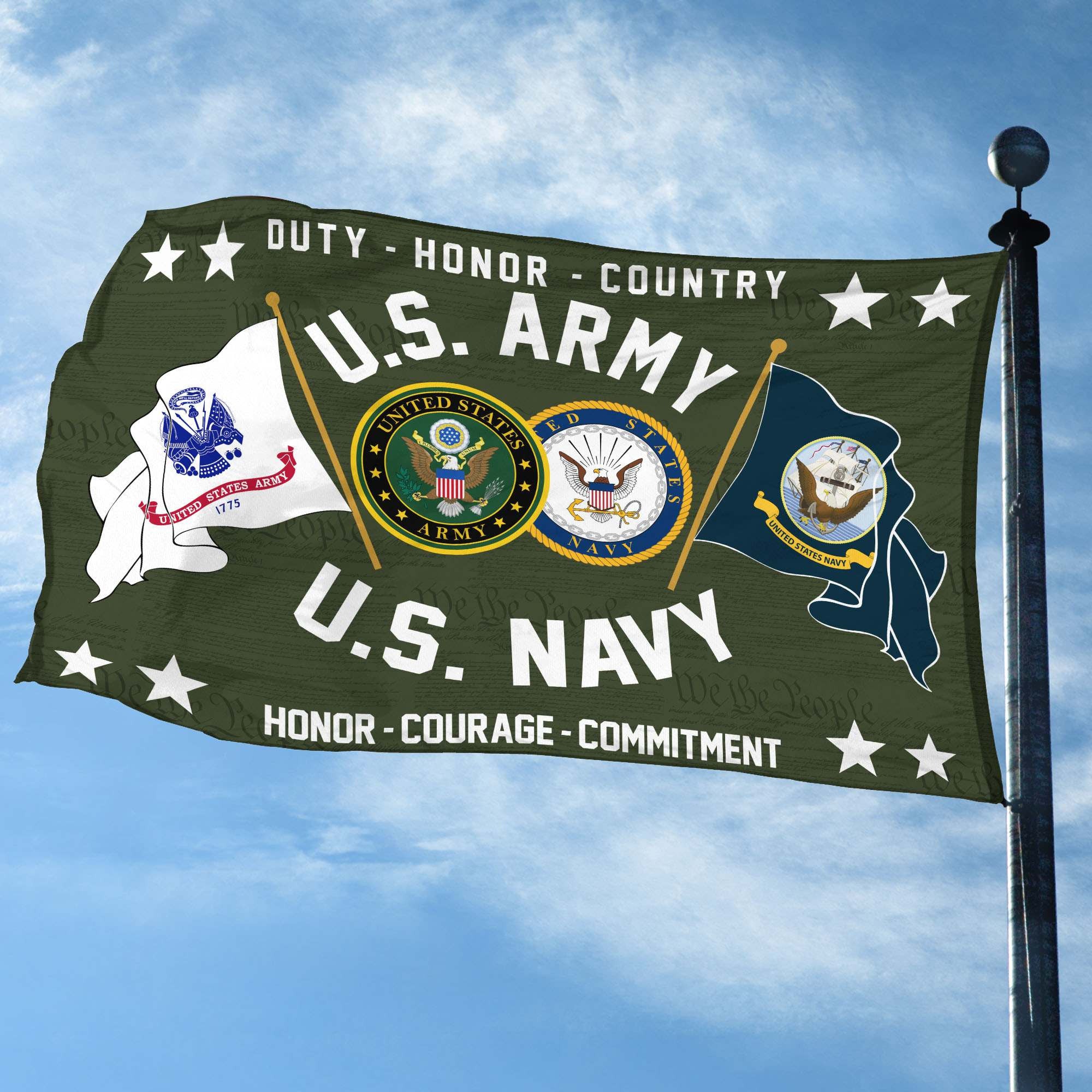 Premium US Army - Navy Grommet Flag