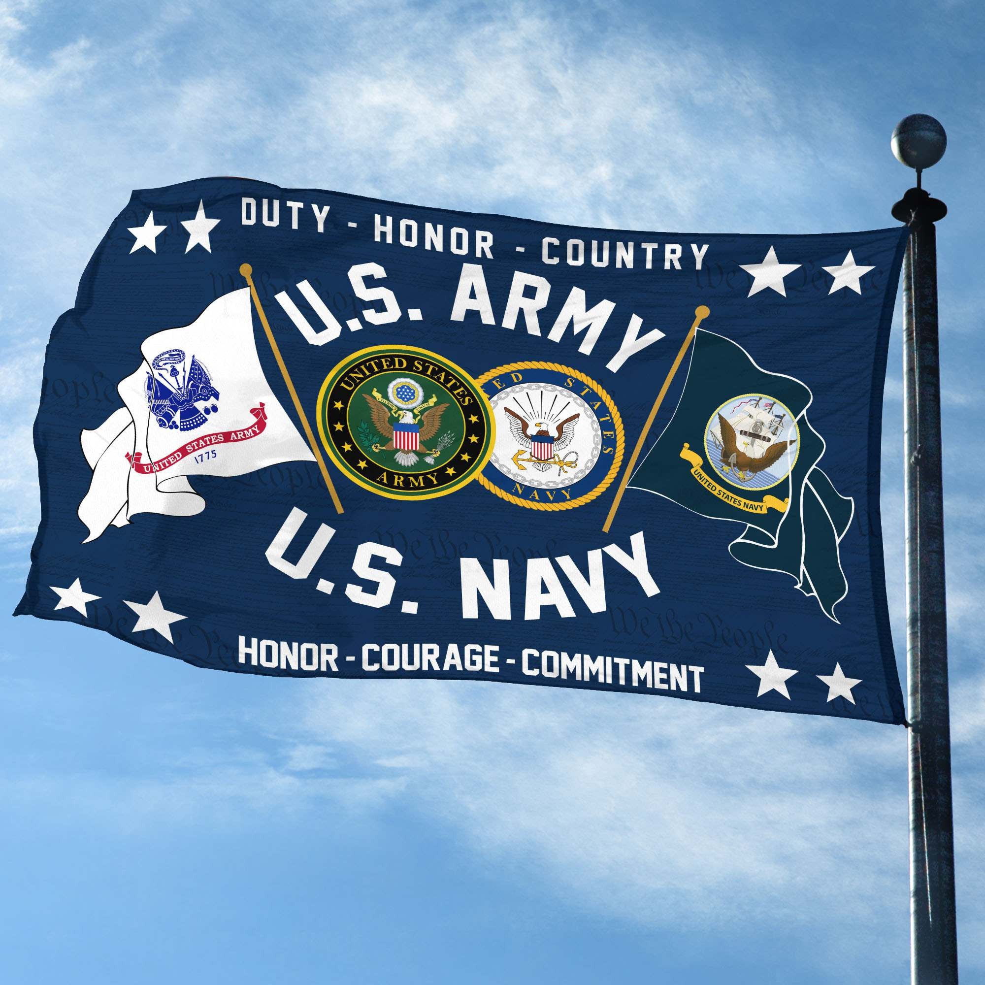 Premium US Army - Navy Grommet Flag