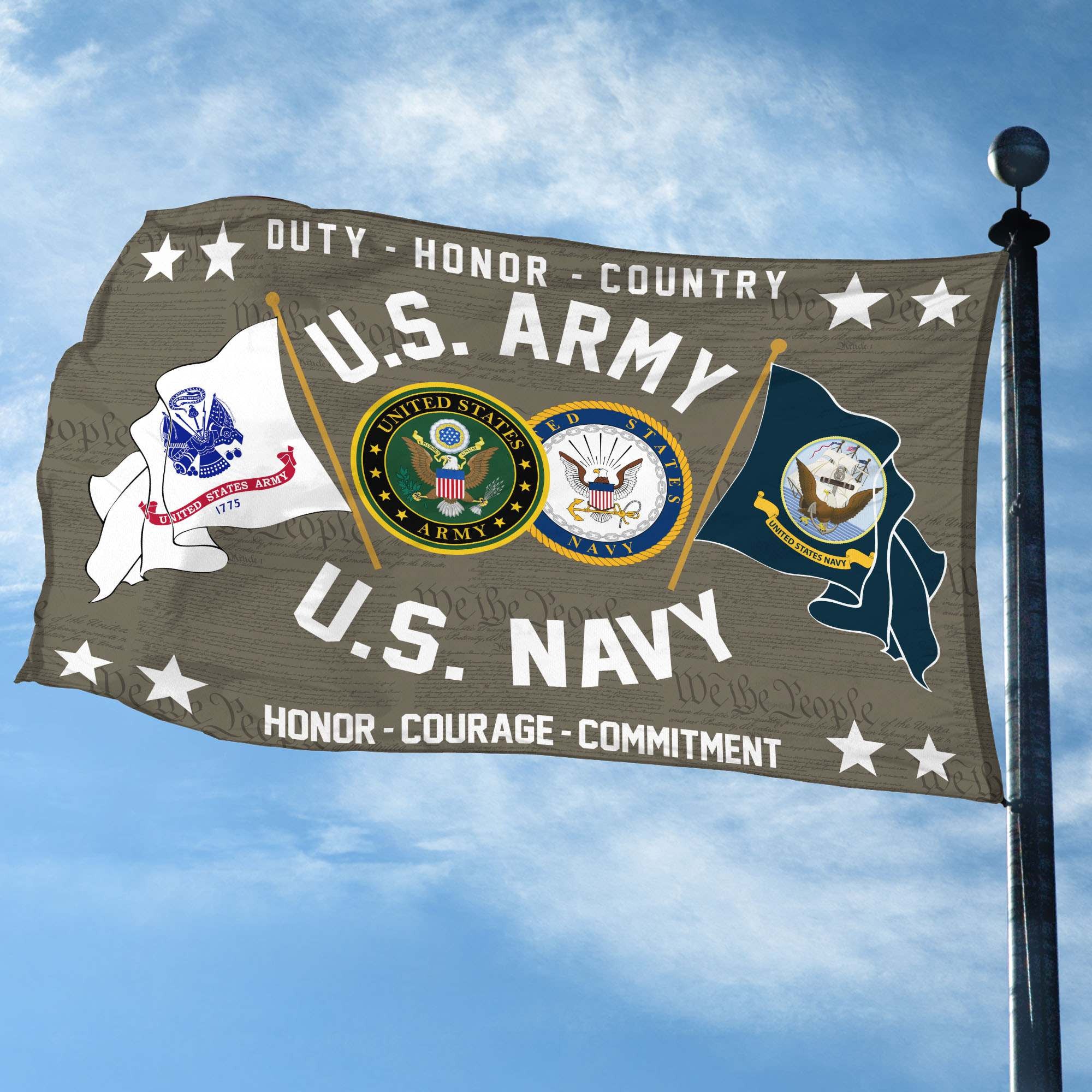 Premium US Army - Navy Grommet Flag