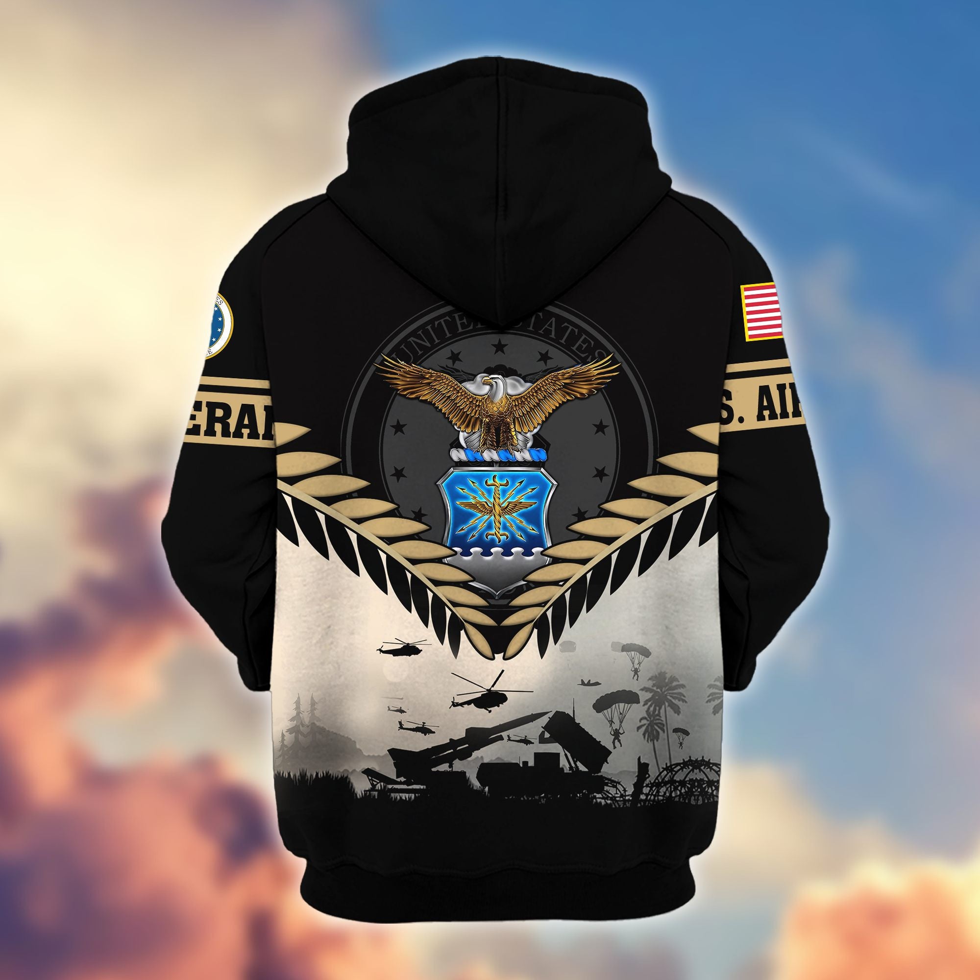 Premium US Veterans Zip Hoodie, Gifts For US Veterans, Gifts On Father's Day, Veterans Day.