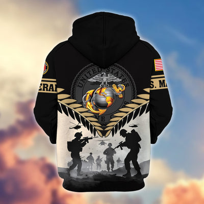 Premium US Veterans Zip Hoodie, Gifts For US Veterans, Gifts On Father's Day, Veterans Day.