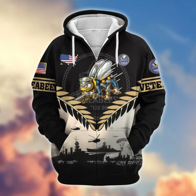 Premium US Veterans Zip Hoodie, Gifts For US Veterans, Gifts On Father's Day, Veterans Day.