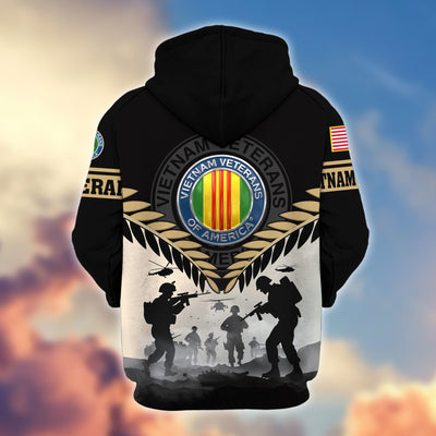 Premium US Veterans Zip Hoodie, Gifts For US Veterans, Gifts On Father's Day, Veterans Day.