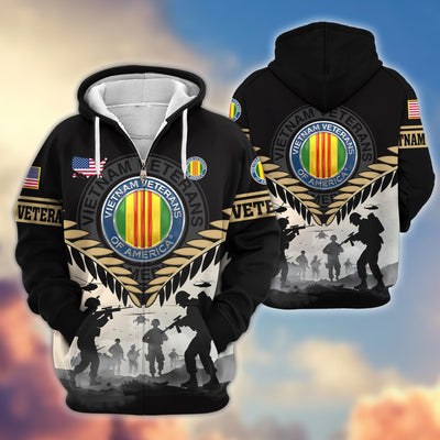 Premium US Veterans Zip Hoodie, Gifts For US Veterans, Gifts On Father's Day, Veterans Day.