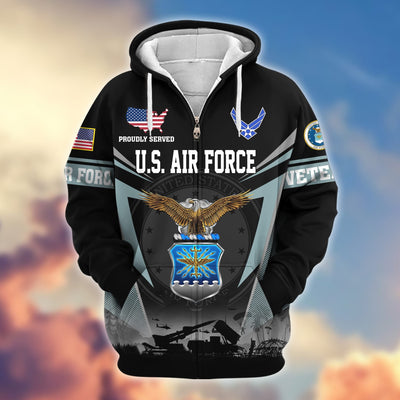 Premium US Veterans Zip Hoodie, Gifts For US Veterans, Gifts On Father's Day, Veterans Day.