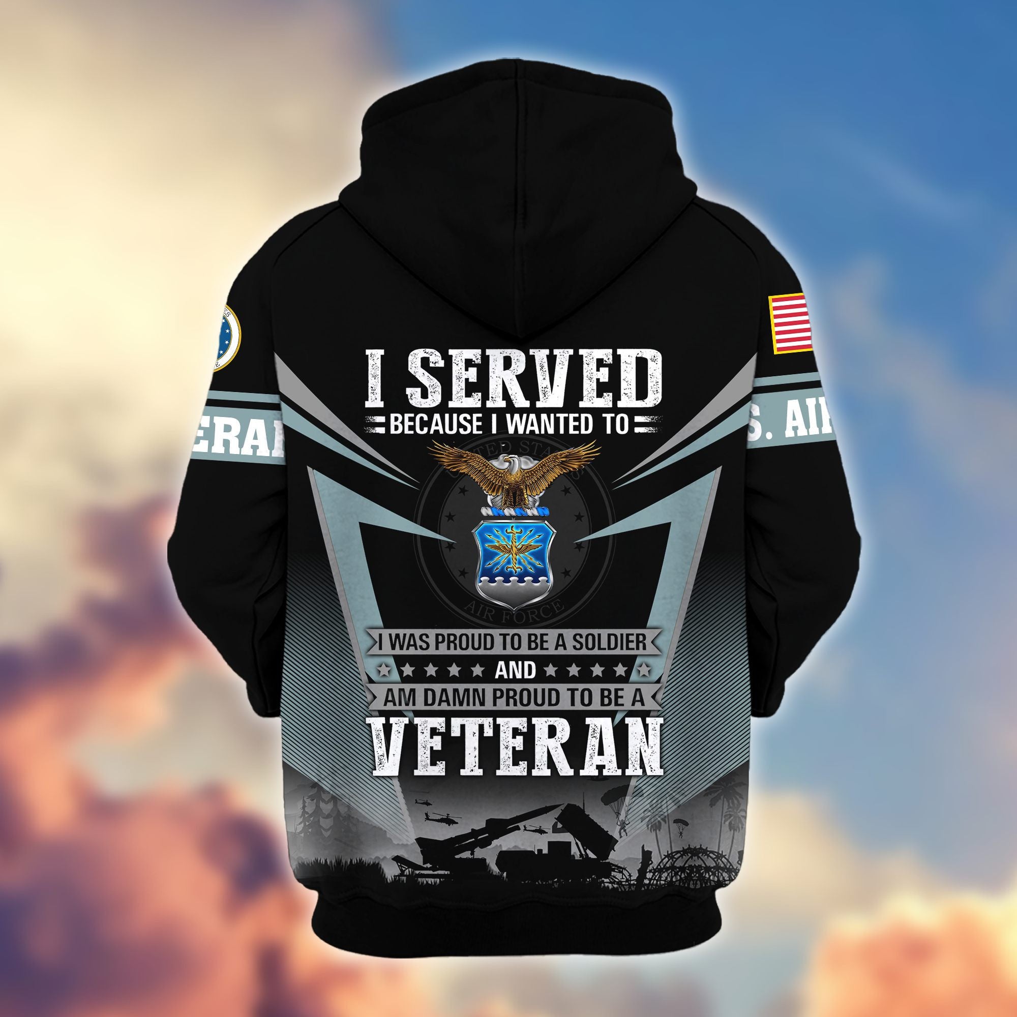 Premium US Veterans Zip Hoodie, Gifts For US Veterans, Gifts On Father's Day, Veterans Day.