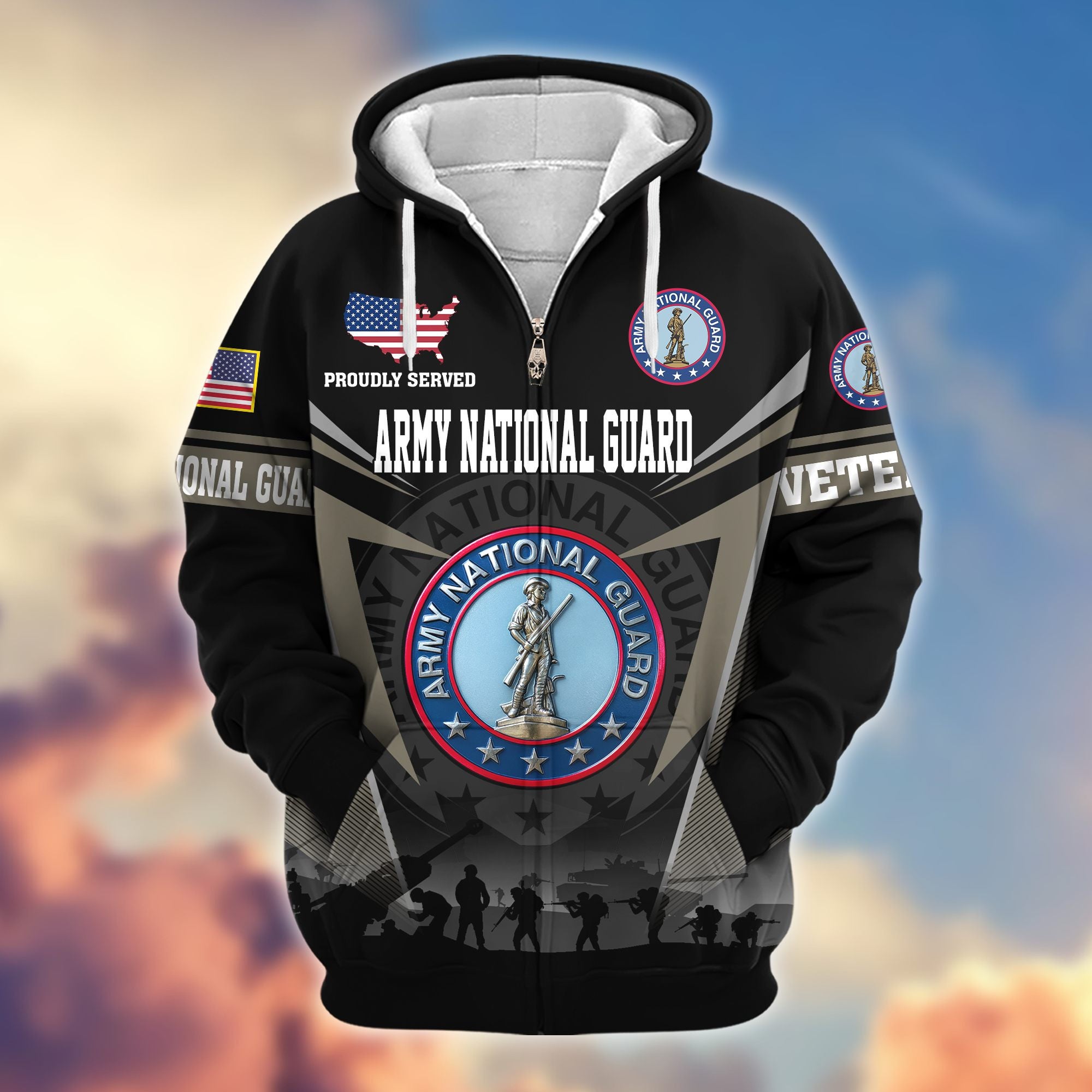 Premium US Veterans Zip Hoodie, Gifts For US Veterans, Gifts On Father's Day, Veterans Day.