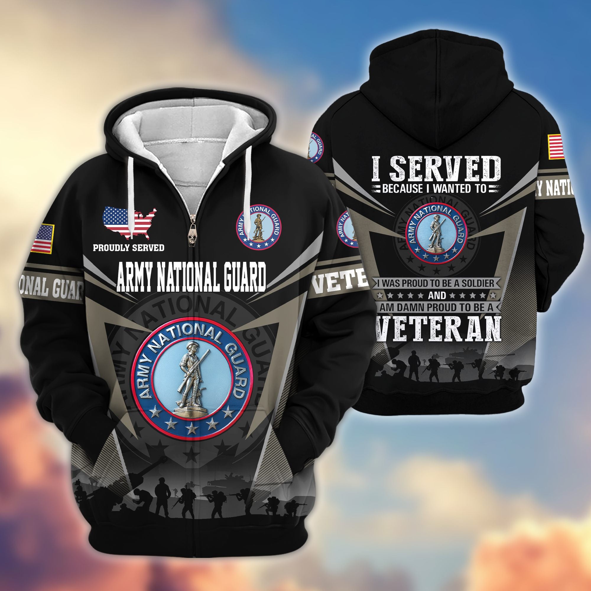 Premium US Veterans Zip Hoodie, Gifts For US Veterans, Gifts On Father's Day, Veterans Day.