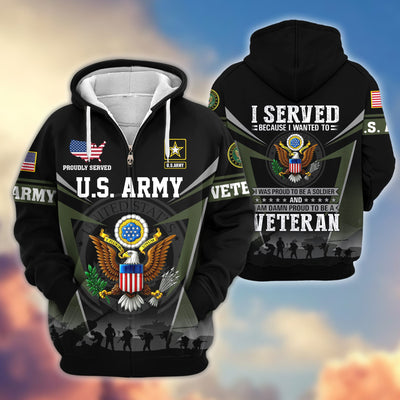 Premium US Veterans Zip Hoodie, Gifts For US Veterans, Gifts On Father's Day, Veterans Day.