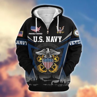 Premium US Veterans Zip Hoodie, Gifts For US Veterans, Gifts On Father's Day, Veterans Day.