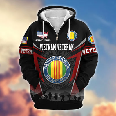 Premium US Veterans Zip Hoodie, Gifts For US Veterans, Gifts On Father's Day, Veterans Day.