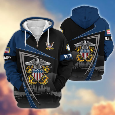 Premium US Veterans Zip Hoodie, Gifts For US Veterans, Gifts On Father's Day, Veterans Day.