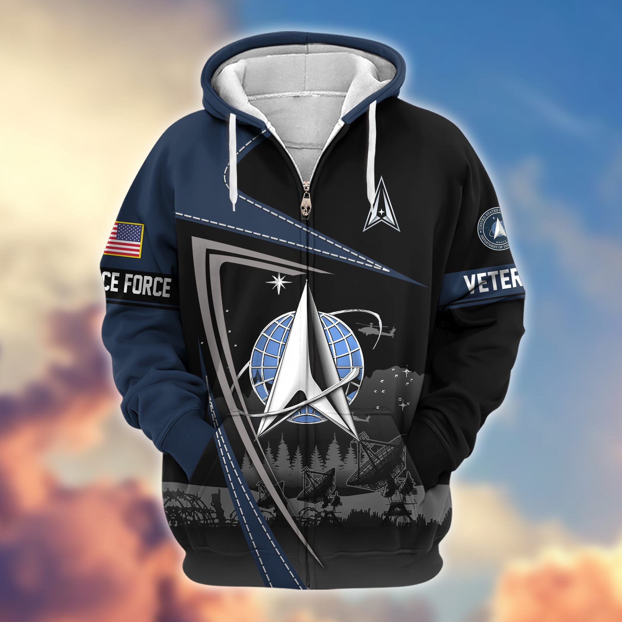 Premium US Veterans Zip Hoodie, Gifts For US Veterans, Gifts On Father's Day, Veterans Day.