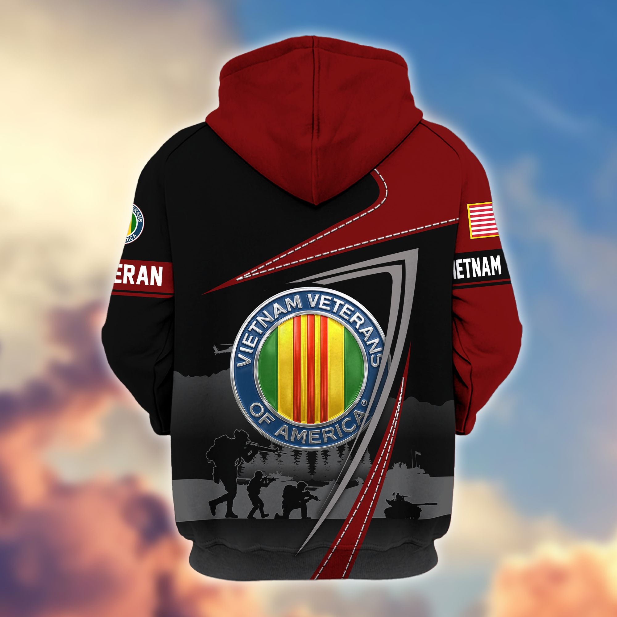 Premium US Veterans Zip Hoodie, Gifts For US Veterans, Gifts On Father's Day, Veterans Day.