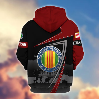 Premium US Veterans Zip Hoodie, Gifts For US Veterans, Gifts On Father's Day, Veterans Day.