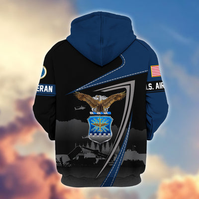 Premium US Veterans Zip Hoodie, Gifts For US Veterans, Gifts On Father's Day, Veterans Day.