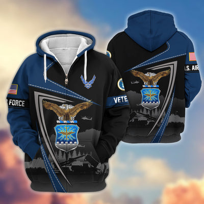 Premium US Veterans Zip Hoodie, Gifts For US Veterans, Gifts On Father's Day, Veterans Day.