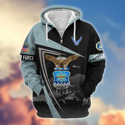Premium US Veterans Zip Hoodie, Gifts For US Veterans, Gifts On Father's Day, Veterans Day.