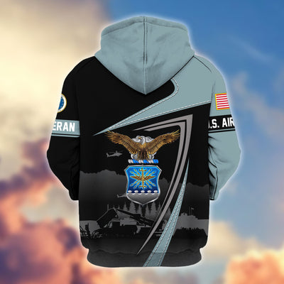 Premium US Veterans Zip Hoodie, Gifts For US Veterans, Gifts On Father's Day, Veterans Day.