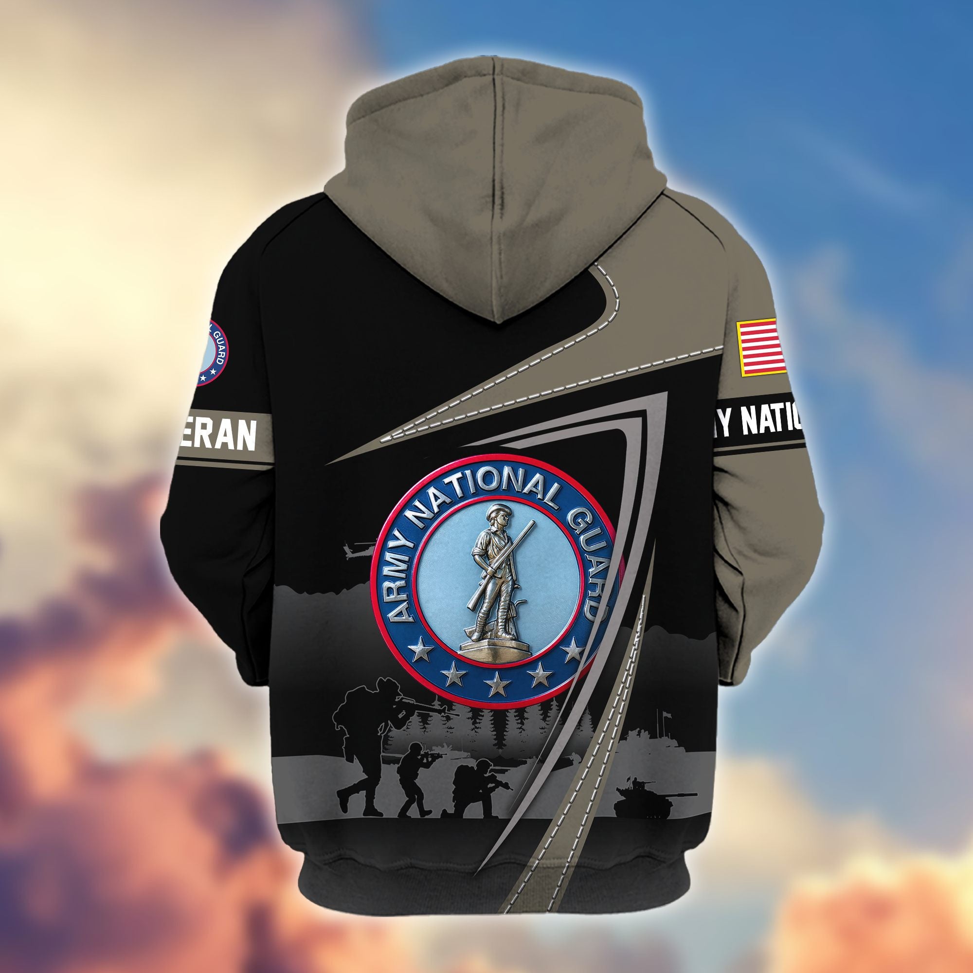 Premium US Veterans Zip Hoodie, Gifts For US Veterans, Gifts On Father's Day, Veterans Day.