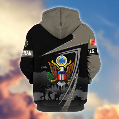 Premium US Veterans Zip Hoodie, Gifts For US Veterans, Gifts On Father's Day, Veterans Day.