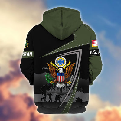 Premium US Veterans Zip Hoodie, Gifts For US Veterans, Gifts On Father's Day, Veterans Day.
