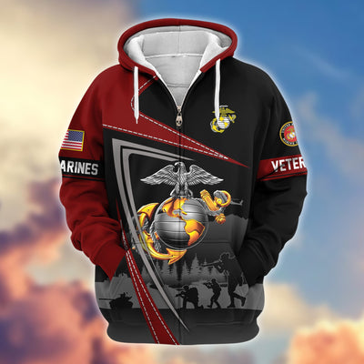 Premium US Veterans Zip Hoodie, Gifts For US Veterans, Gifts On Father's Day, Veterans Day.