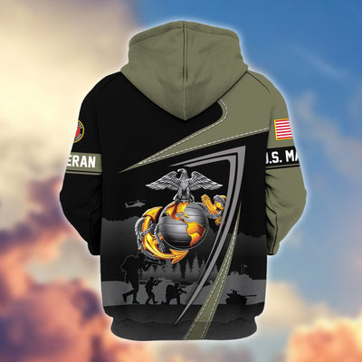 Premium US Veterans Zip Hoodie, Gifts For US Veterans, Gifts On Father's Day, Veterans Day.
