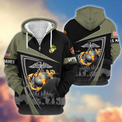 Premium US Veterans Zip Hoodie, Gifts For US Veterans, Gifts On Father's Day, Veterans Day.