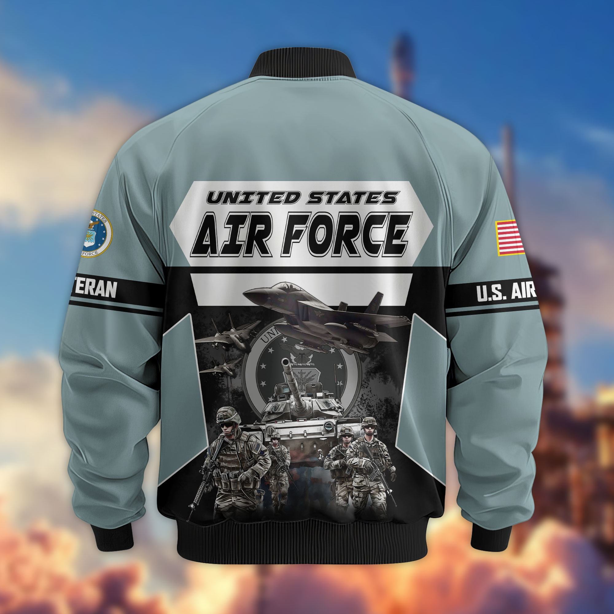 Premium US Veterans Bomber Jacket, Gifts For US Veterans, Gifts On Father's Day, Veterans Day.