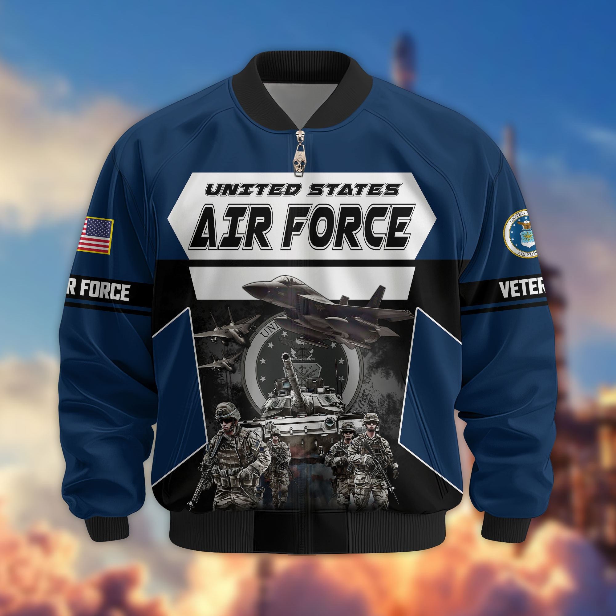 Premium US Veterans Bomber Jacket, Gifts For US Veterans, Gifts On Father's Day, Veterans Day.