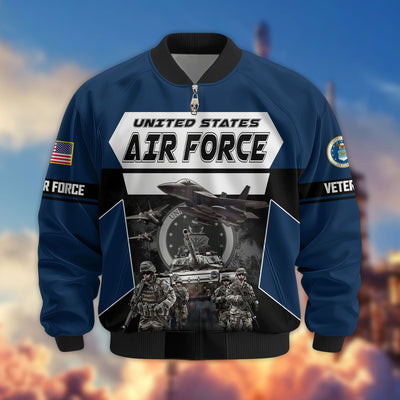 Premium US Veterans Bomber Jacket, Gifts For US Veterans, Gifts On Father's Day, Veterans Day.